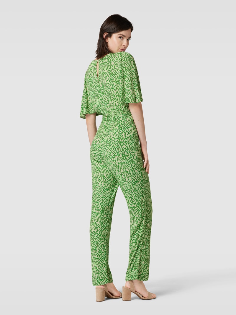 Jumpsuit aus reiner Viskose mit Bindegürtel Modell 'Marrakech' in grün