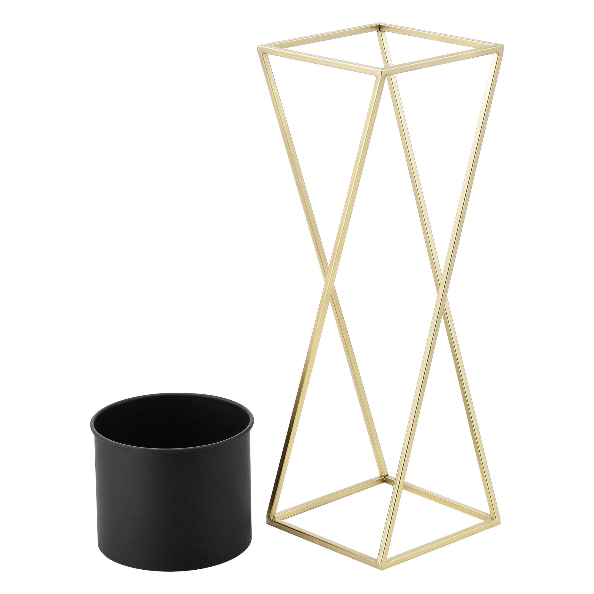 en.casa Blumenständer (Set, 2er), Mons Blumenkübel Pflanzenständer Pflanztopf Metall gold/schwarz