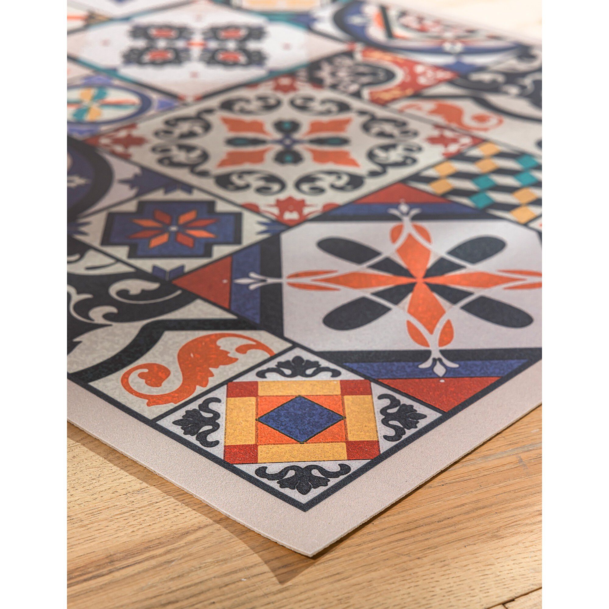 Tapis vinyle effet carreaux de ciment