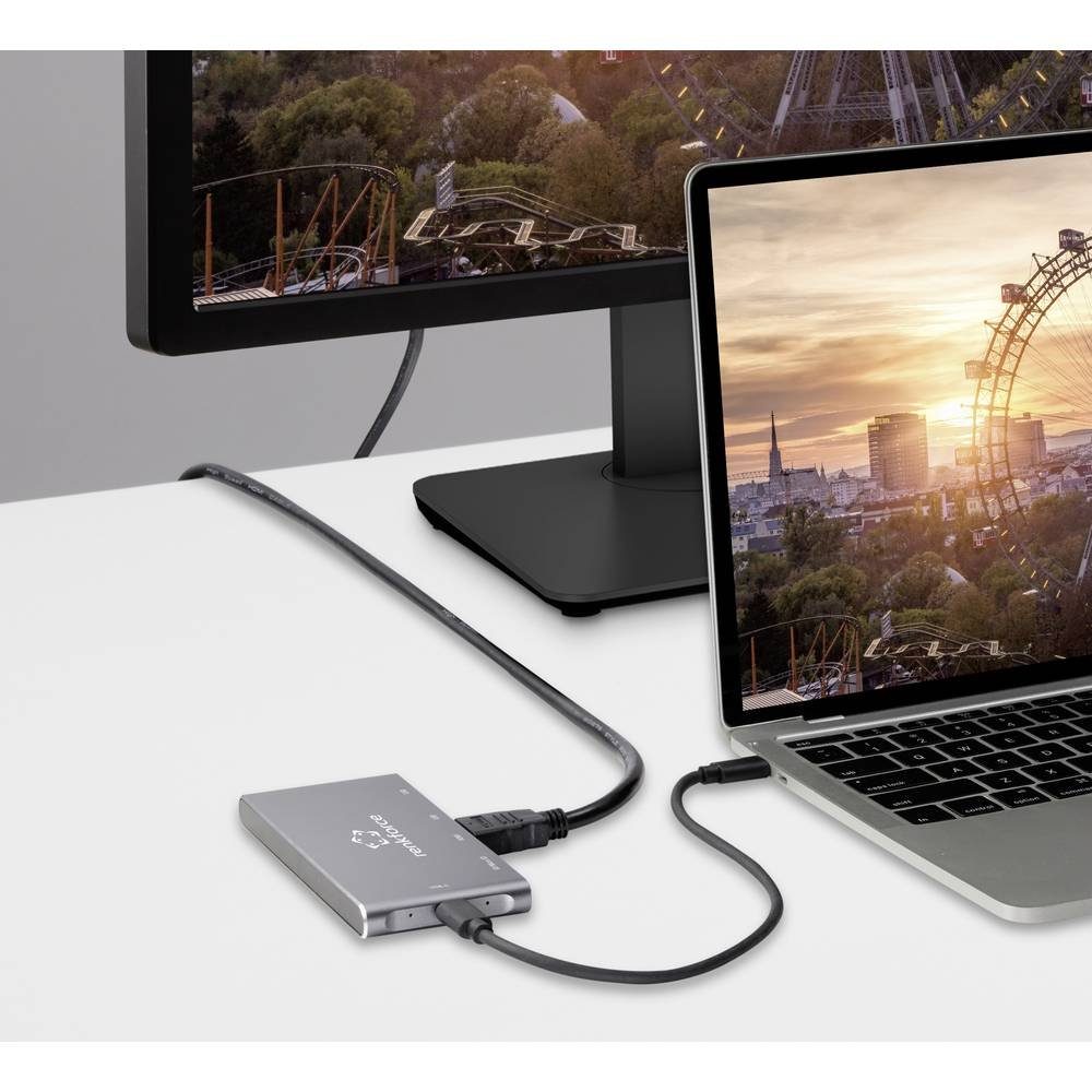 Renkforce Laptop-Dockingstation USB-C® Dockingstation mit Kartenleser, m.2, M.2 SSD Steckplatz, integrierter Kartenleser, USB-C® Power Delivery