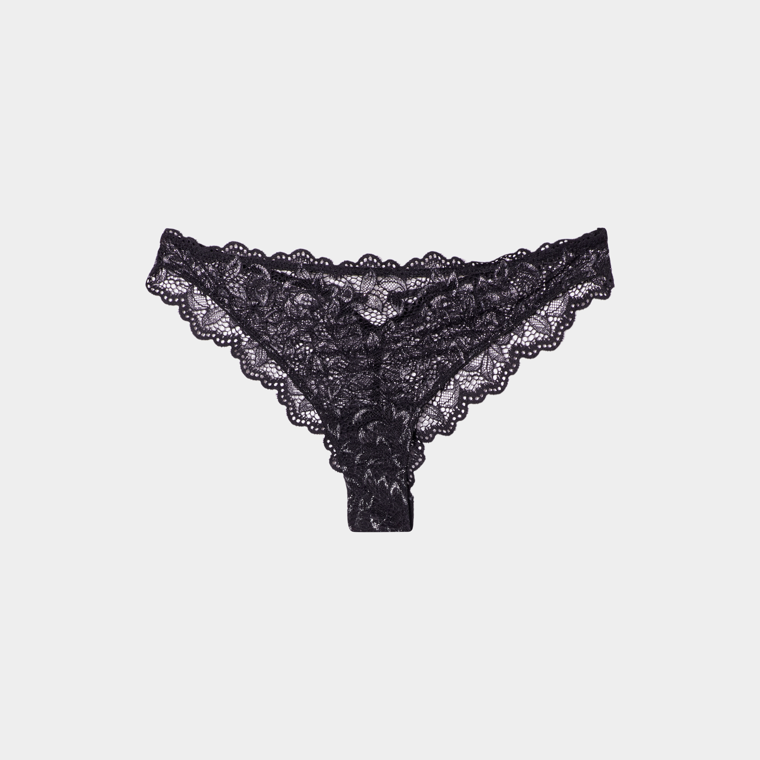 Tanga en dentelle fils métallisés noir femme | La Halle