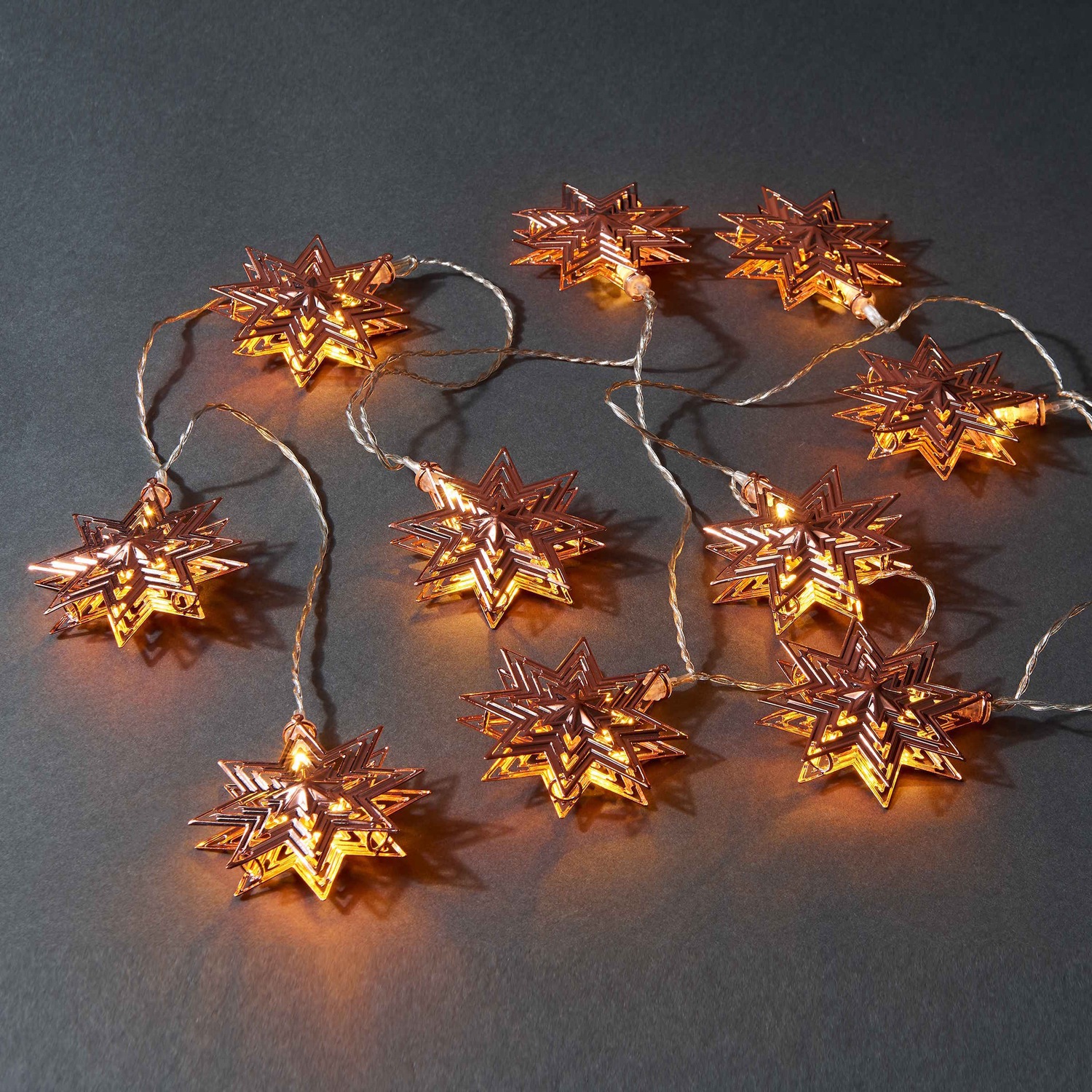 STELLA LED-Lichterkette Stern 10 Lichter mit USB-Batteriefach