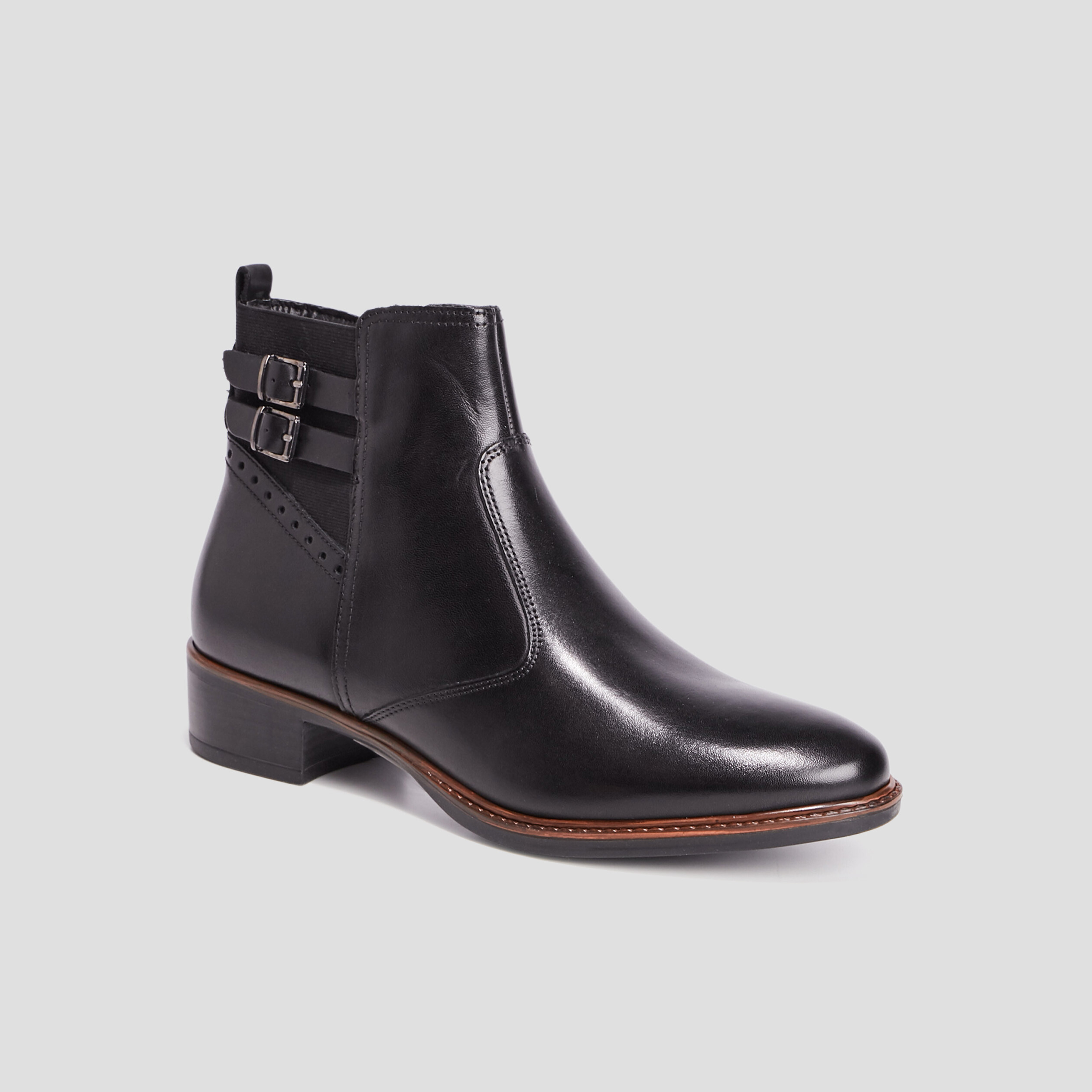 Bottines en cuir noir femme | La Halle