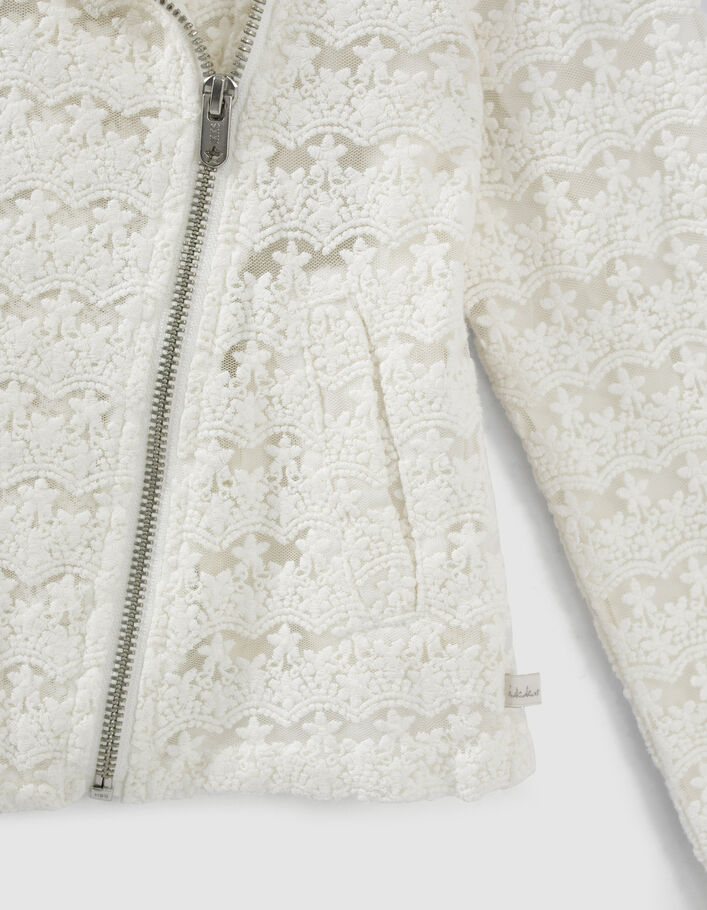 Veste blanc cassé esprit motard en dentelle fille