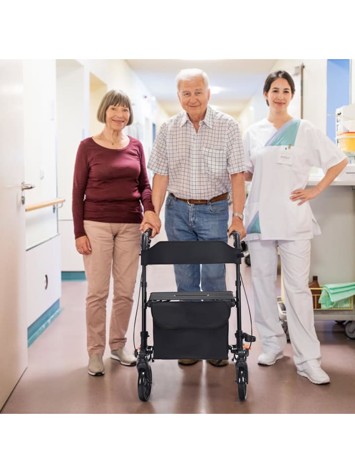 COSTWAY Rollator Alu faltbar & verstellbar in Schwarz günstig kaufen onesize