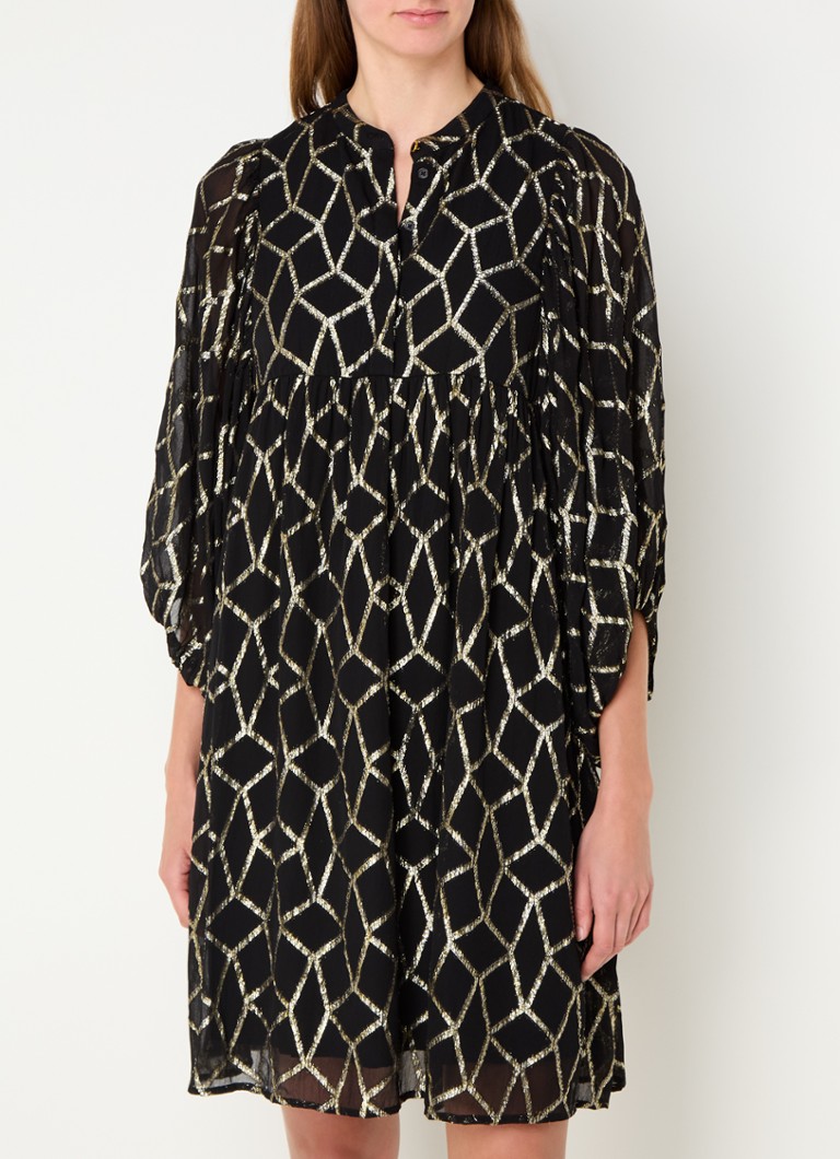 Vestido camisero corto Sarina de Bruuns Bazaar con estampado y lúrex.