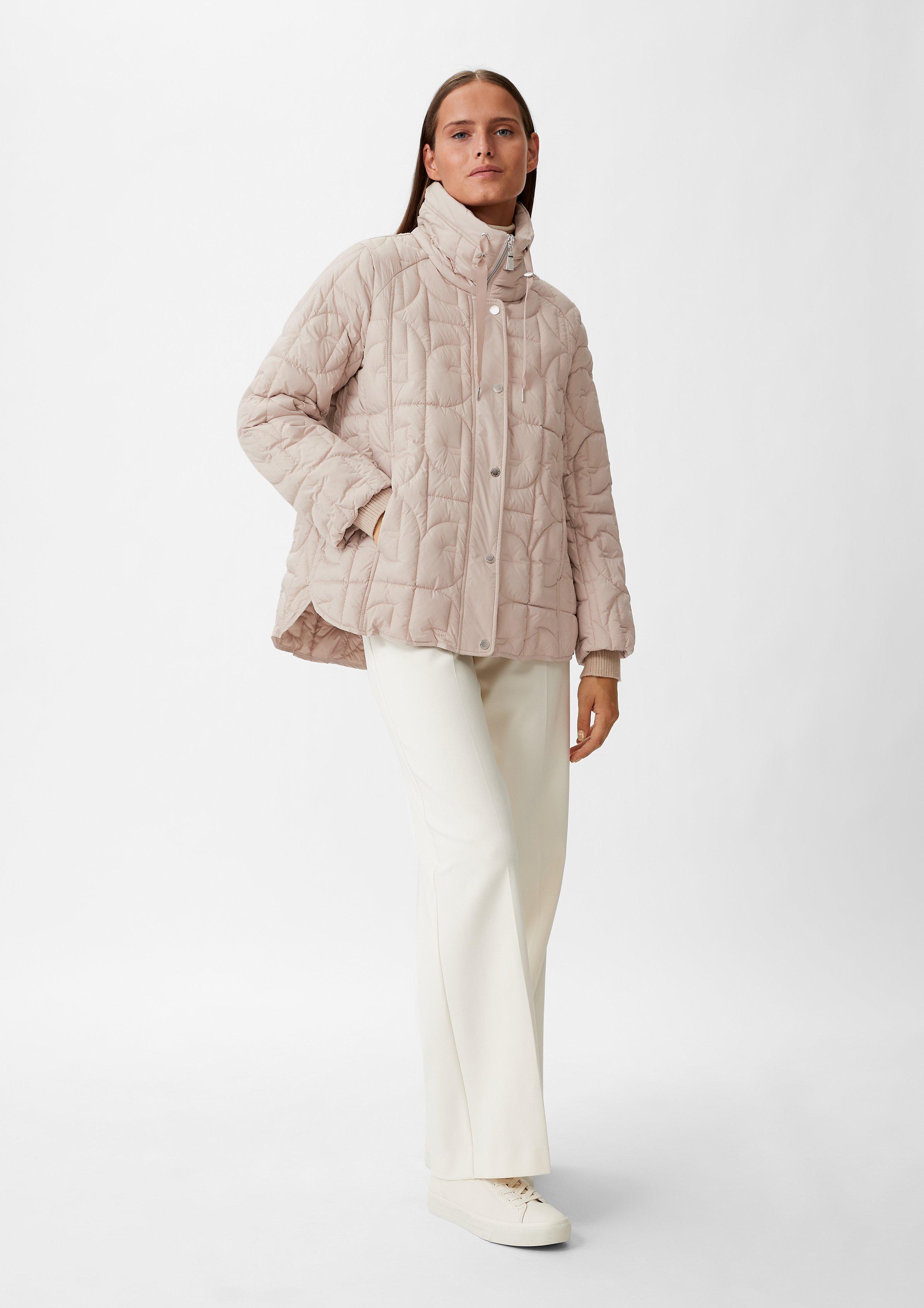 Logo-Steppjacke mit Stehkragen - beige