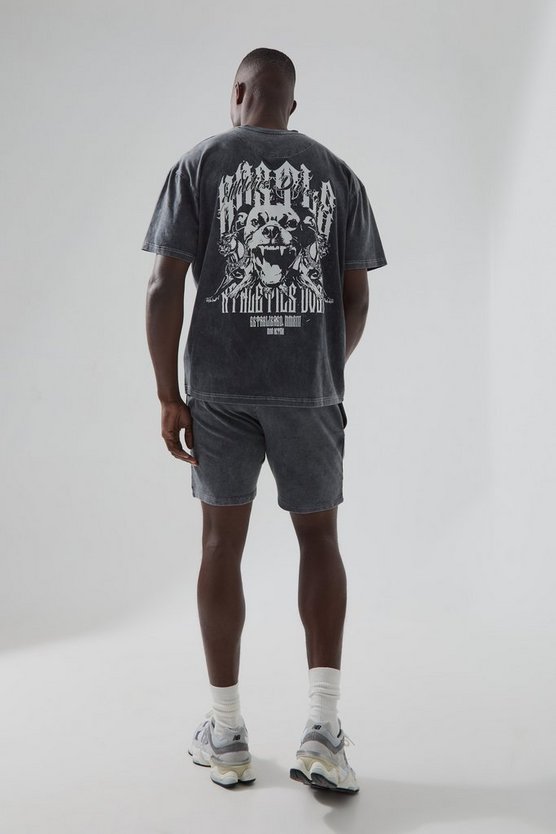 Man Active Shorts-Set mit Vintage-Waschung