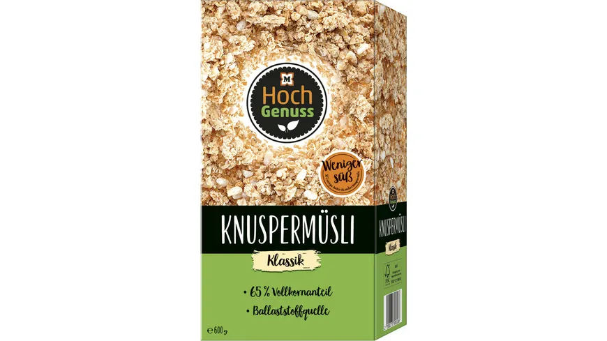 Hochgenuss Knusper Müsli Klassik Zuckerreduziert 600 g
