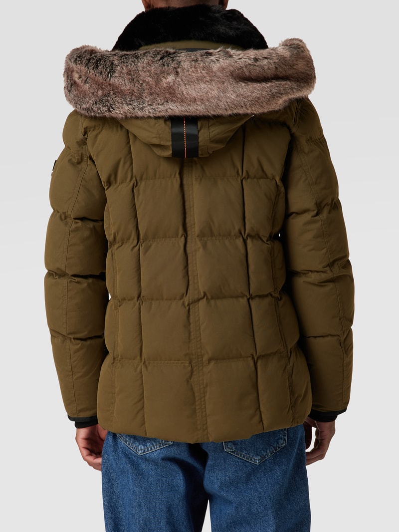 Steppjacke mit Kunstpelzkragen Modell 'MARVELLOUS' in olivgrün