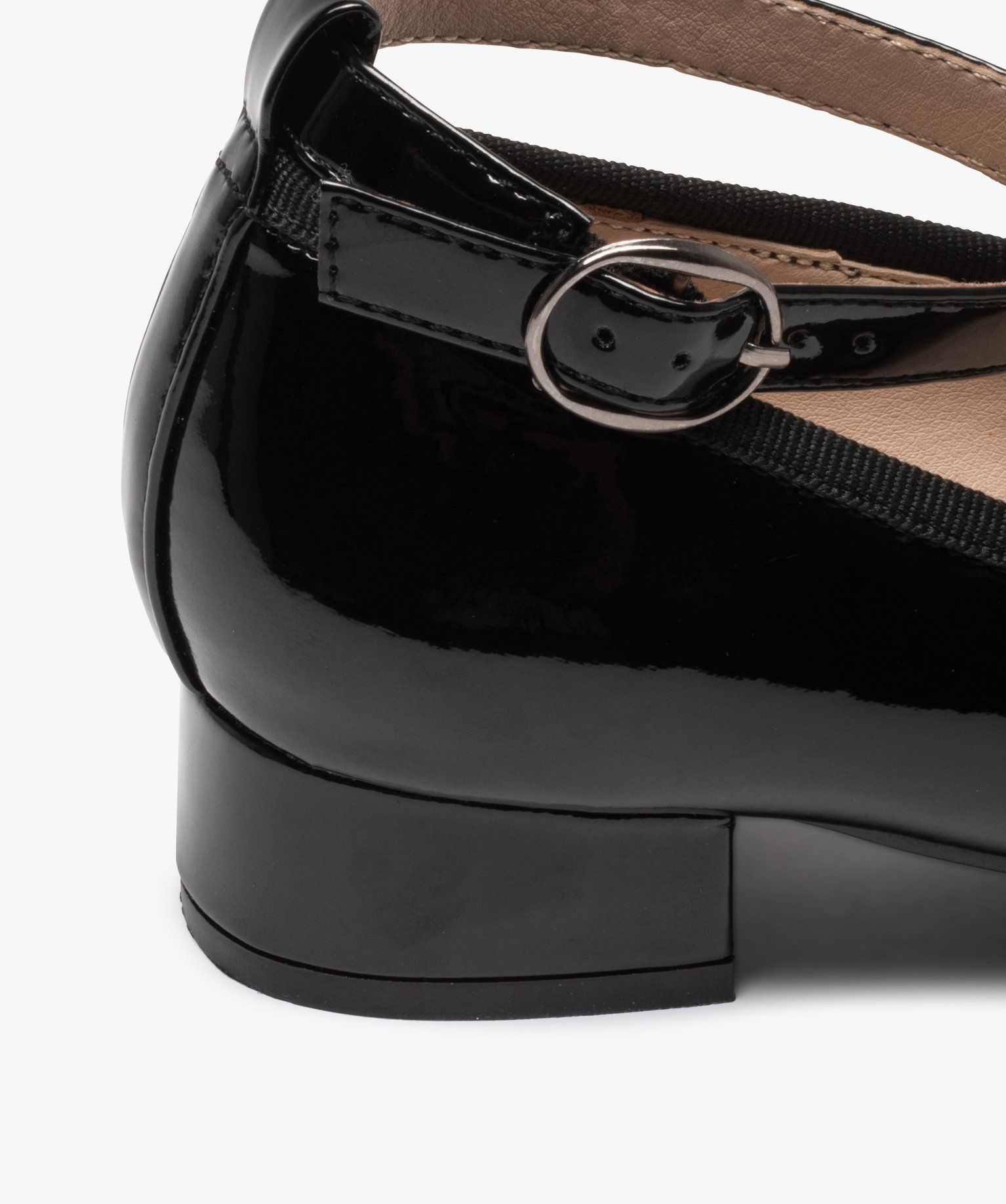 Ballerines fille vernies à petit talon et bride de cheville noir | GEMO