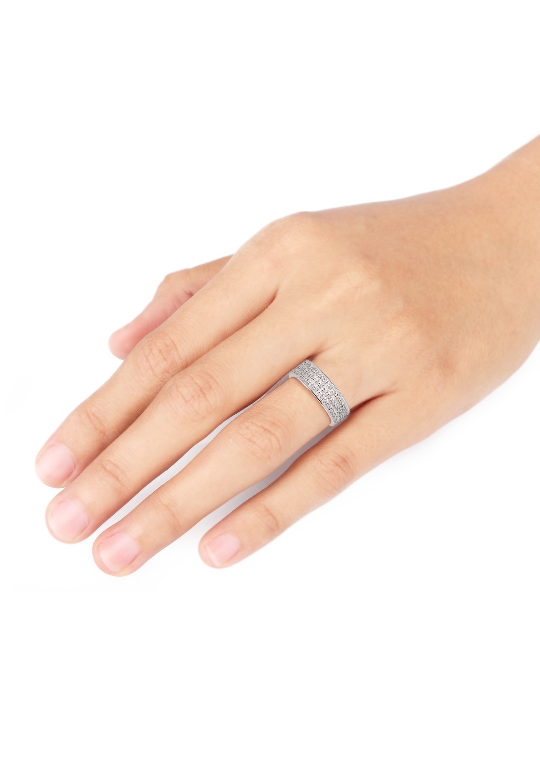 Anillo de cinta Elli para mujer con cristales en plata de ley 925