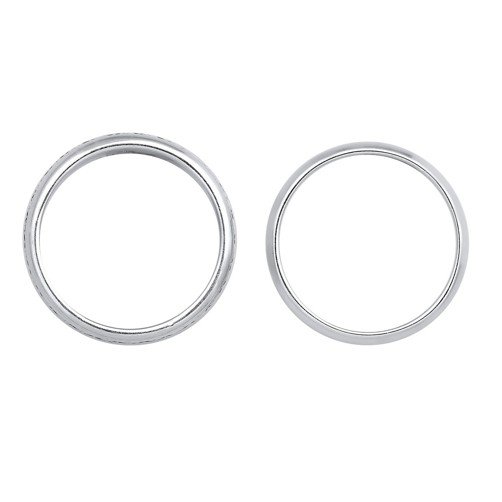 KUZZOI KUZZOI Bague Jeu de bagues pour hommes - Basic Solid Trend Oxidised en argent ste Bague