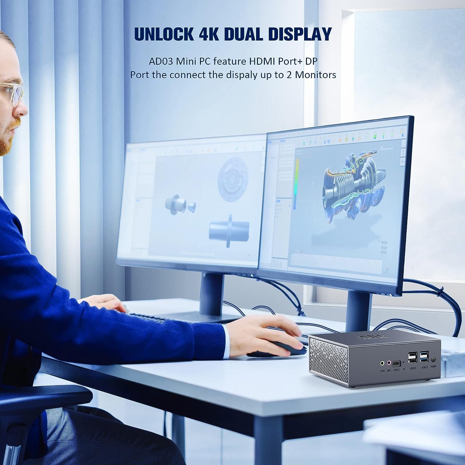 ACEMAGICIAN Mini-PC (Intel Alder Lake-N-Prozessor, ‎Intel® UHD Graphics, 8 GB RAM, 256 GB SSD, Business-Mini-Computer mit WiFi 5, BT 4.2, 4K-Dual-Display, Typ-C)