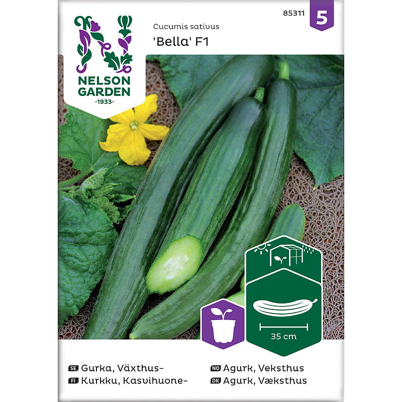 Nelson garden Frø Agurk Slange-, Veksthus, Bella F1