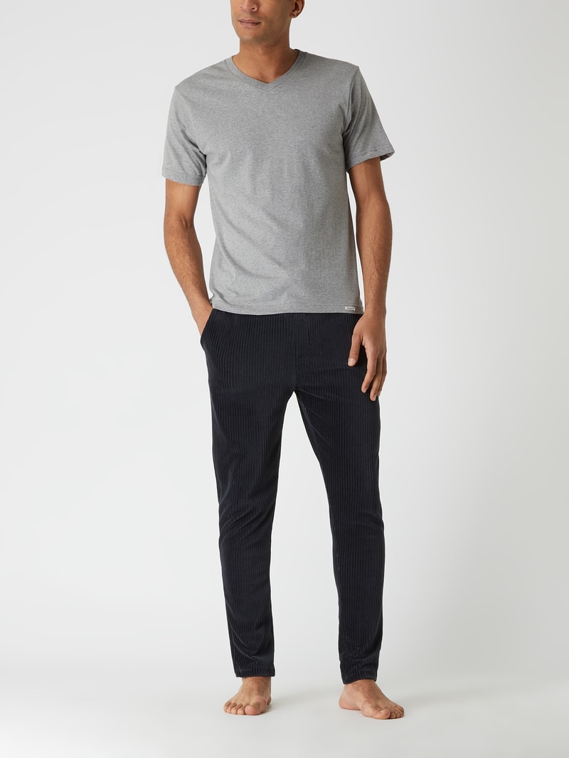 T-Shirt aus Baumwolle im 2er-Pack Modell 'Aiden' in mittelgrau meliert