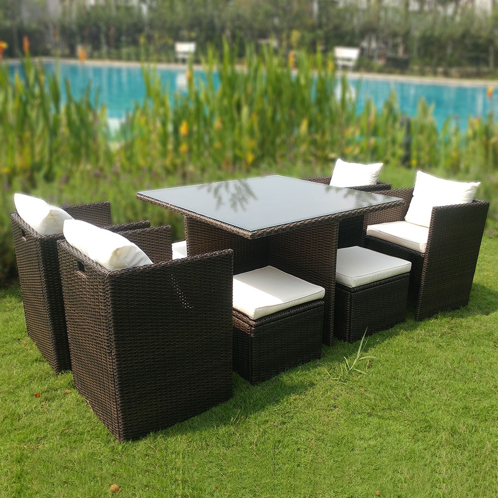 Solax Sunshine Polyrattan-Sitzgruppe 22tlg. Gartenmöbel Rattan-Set