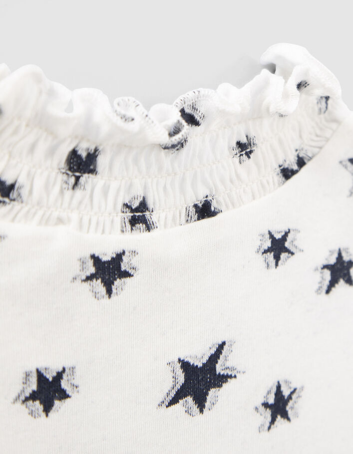 T-shirt blanc cassé all-over jacquard étoiles fille