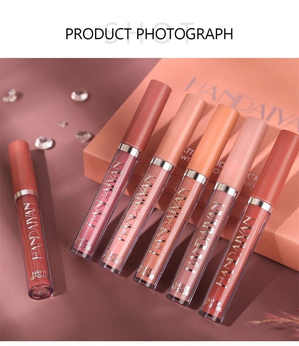 POCHUMIDUU Lippenstift-Set 6 Lippenstift-Set Samtmattes Lipgloss-Set, 6-tlg., Wasserfest, Nicht klebriger Lippenstift