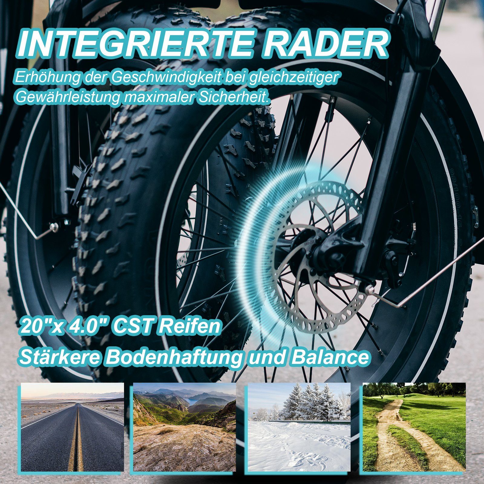 JOBOBIKE E-Bike 20 Zoll Fatbike 48V 14Ah, 7 Gang Shimano, Kettenschaltung, Heckmotor, 672 Wh Akku, (E-Mountainbike E-fahrrad klapprad), Fat Tire Pedelec Damen Herren