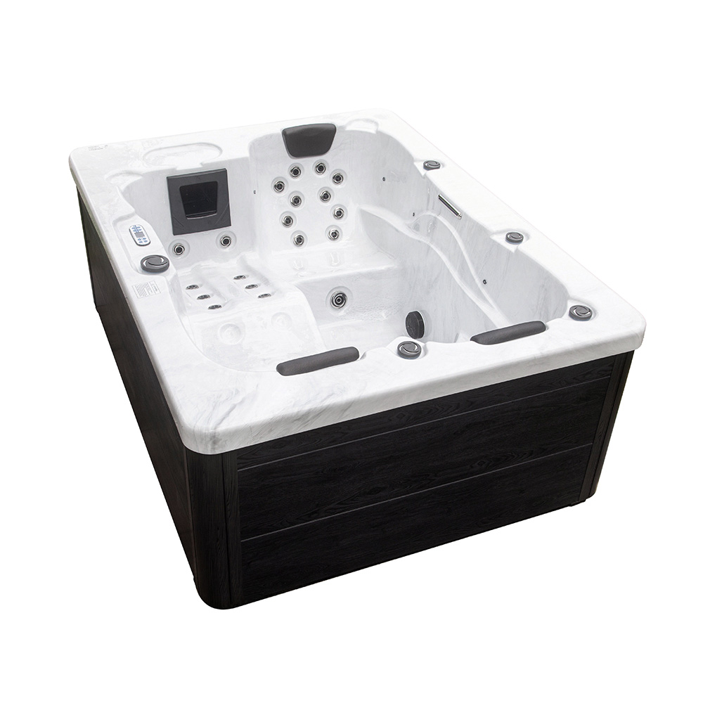 Home Deluxe HOME DELUXE Outdoor Whirlpool WHITE MARBLE inkl. Treppe und Thermoabdeckung