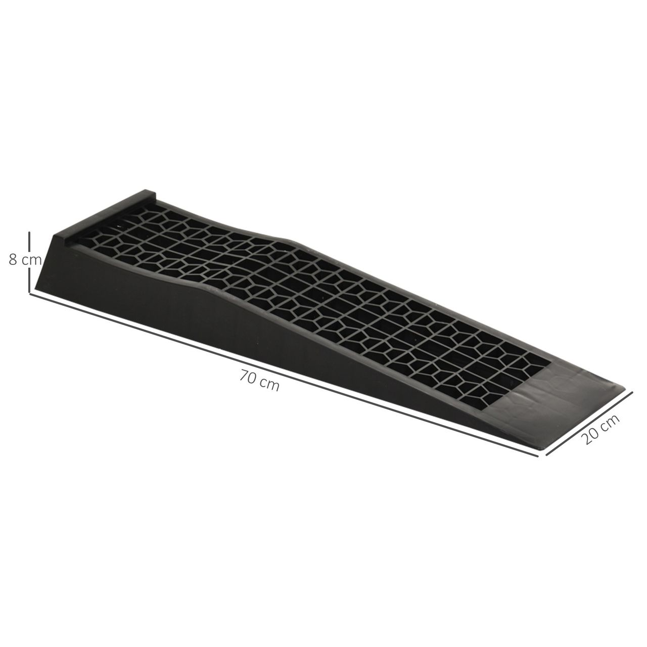 DURHAND HOMCOM 2 Auffahrrampe Schwellenrampe Bordsteinrampe Gummirampen PP Schwarz 70 x 20 x 8 cm