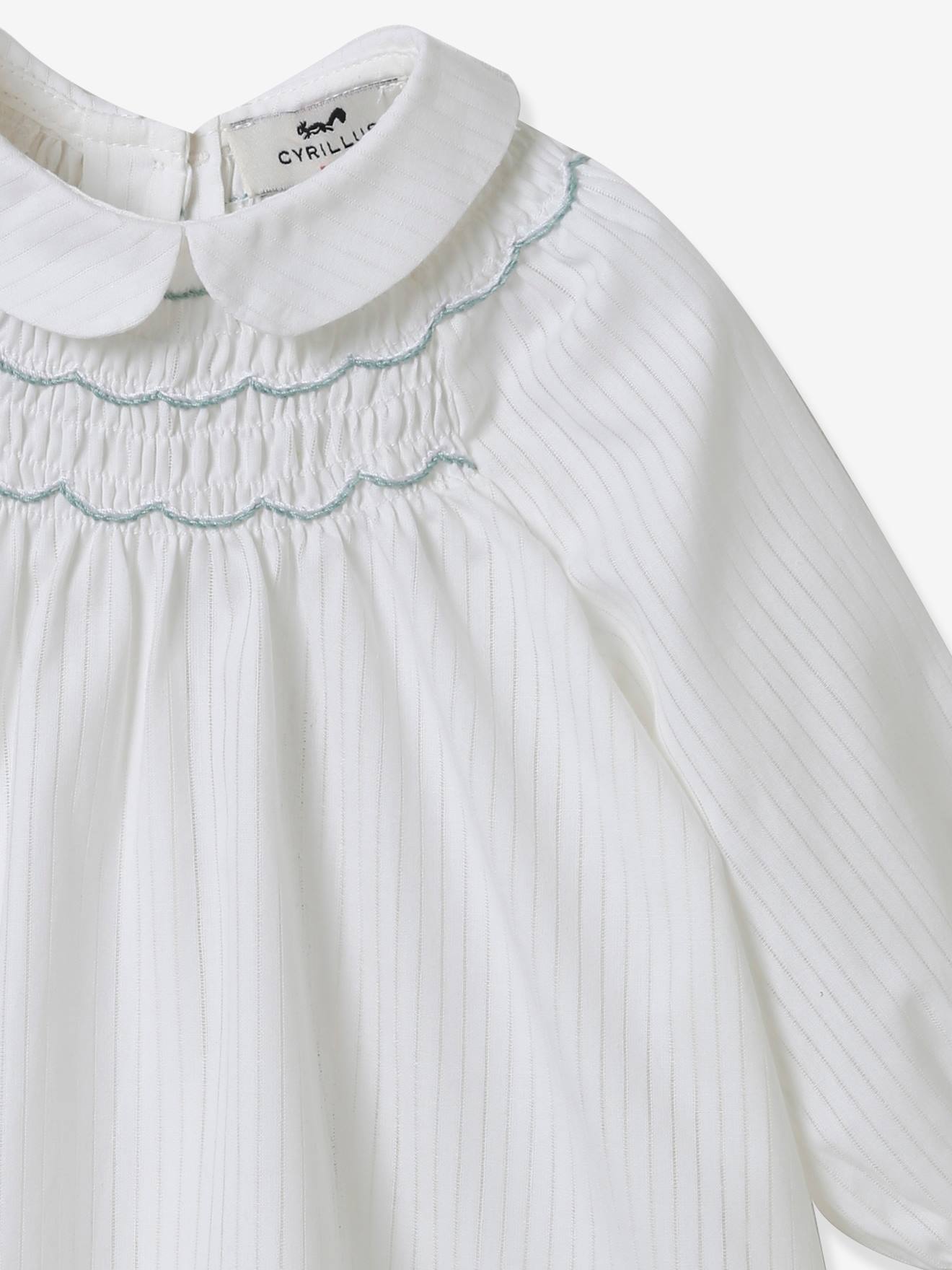 Cyrillus Festliche Baby Bluse gesmokt CYRILLUS - weiß gestreift