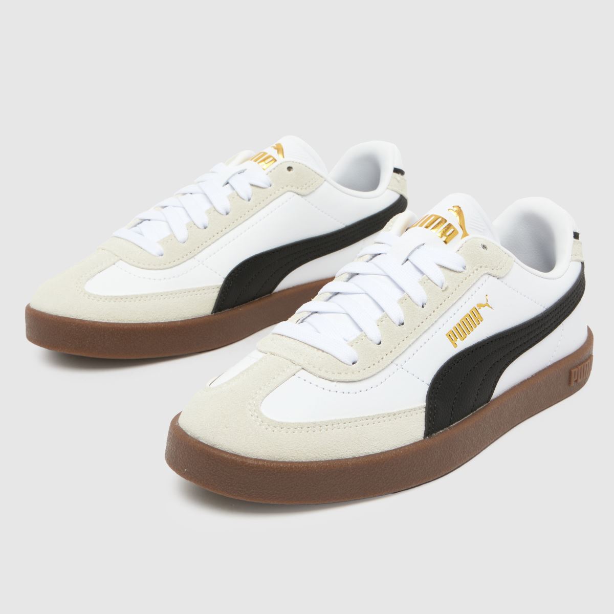 PUMA vita och svarta Club II Era ungdomsskor