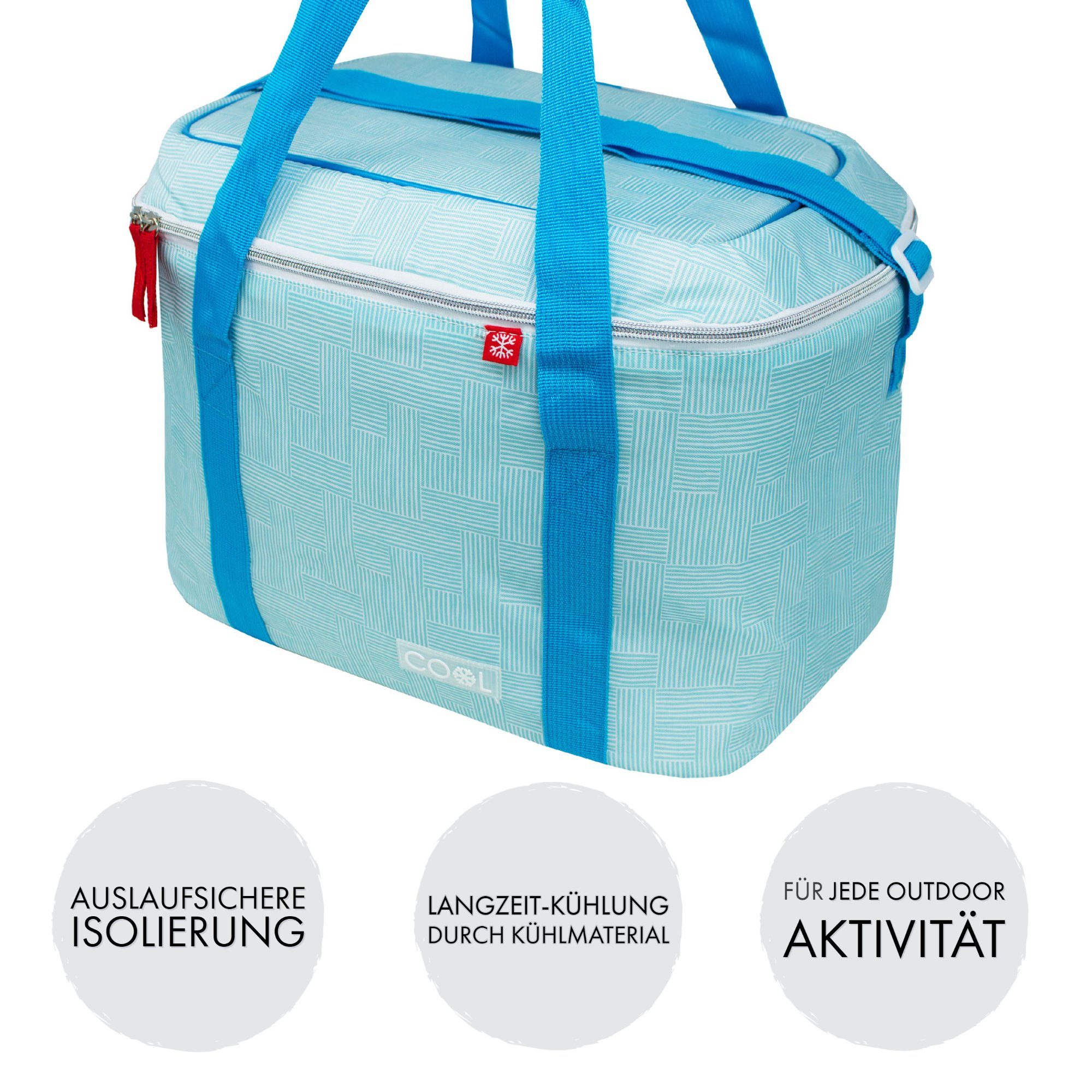 ToCi Kühltasche 25 Liter Kühltasche Thermotasche mit 8er-Set 200 ml Kühlakkus