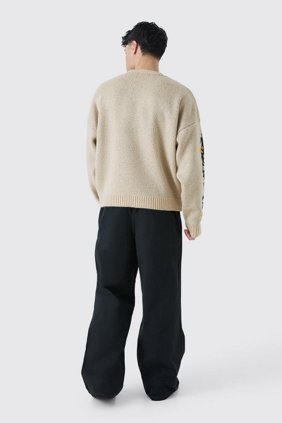 Kastiger Oversize Pullover mit Print
