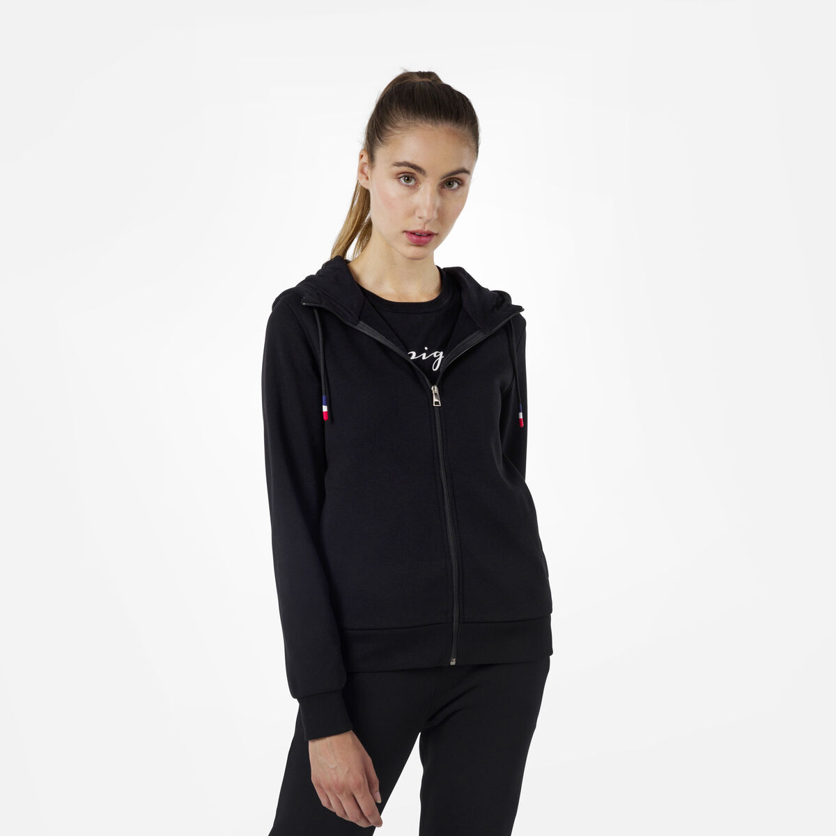 Logo Damensweatshirt mit Kapuze und durchgehendem Reißverschluss