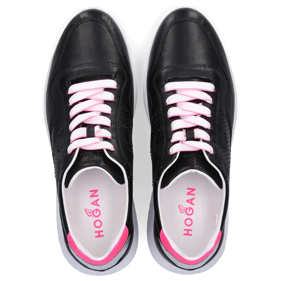 Hogan - Sneaker low H371 INTERACTIVE 3 Kalbsleder Logo rosa schwarz - schwarz