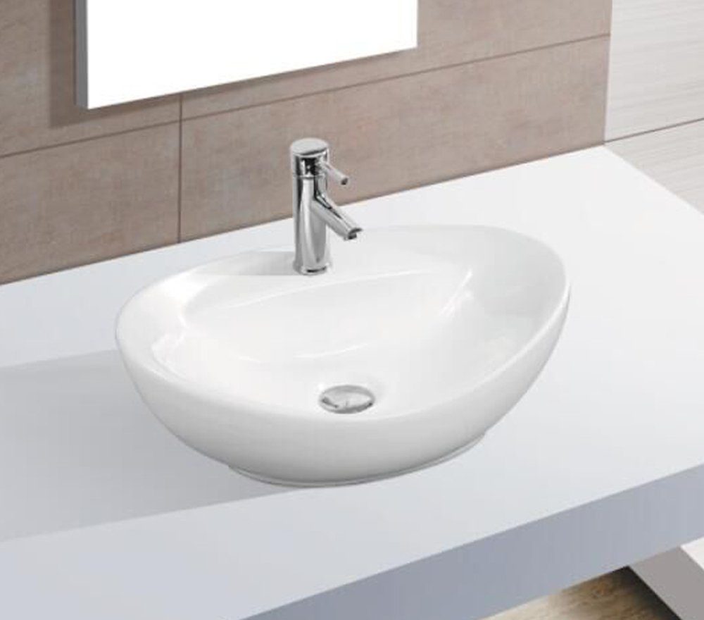 Preero Aufsatzwaschbecken Preero Aufsatzwaschbecken oval, 40,5x32,5cm, Waschbecken aufsatz, Aufsatz Waschbecken, Keramikwaschbecken, oval, Aufsatzwaschbecken klein
