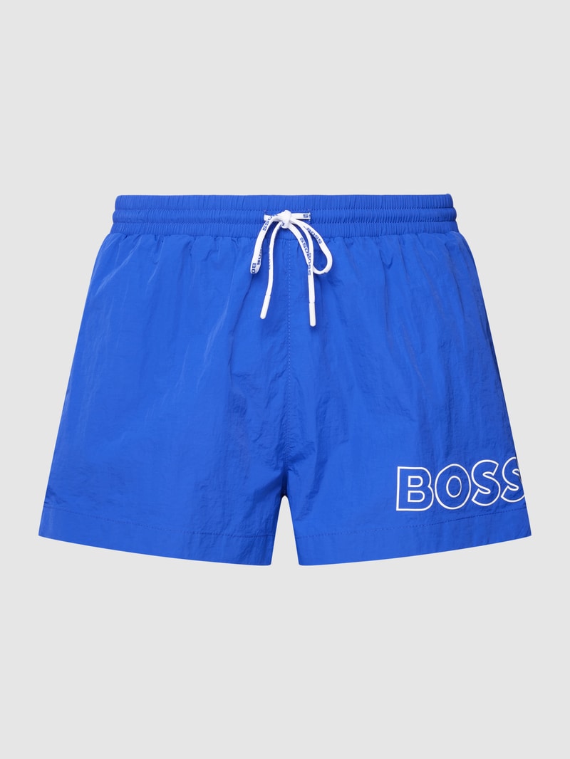 Badehose mit Label-Detail Modell 'Mooneye' in blau