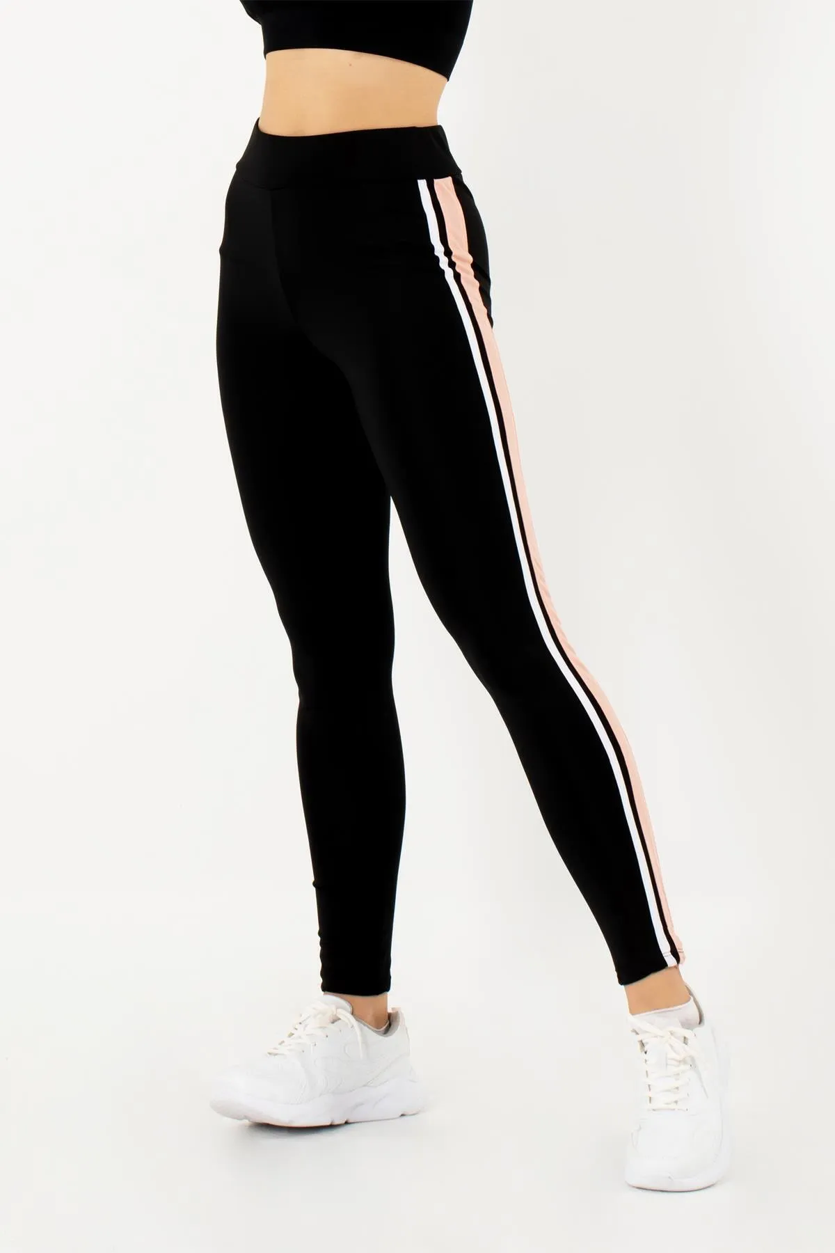 Doremi  Schwarze Active Sportive Doppelstreifen-Strumpfhose für Damen