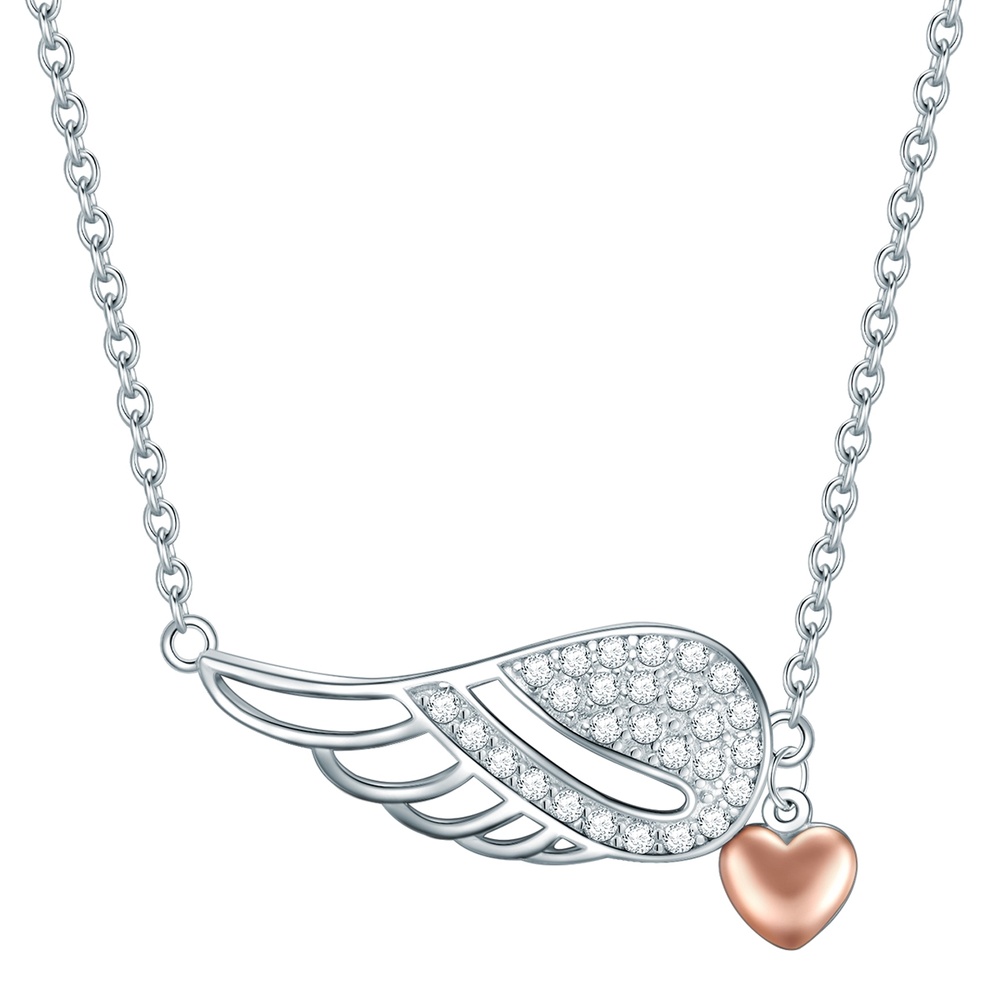 Rafaela Donata Collier en argent Coeur/aile Argent sterling Oxyde de zirconium (CZ) en Argent collier