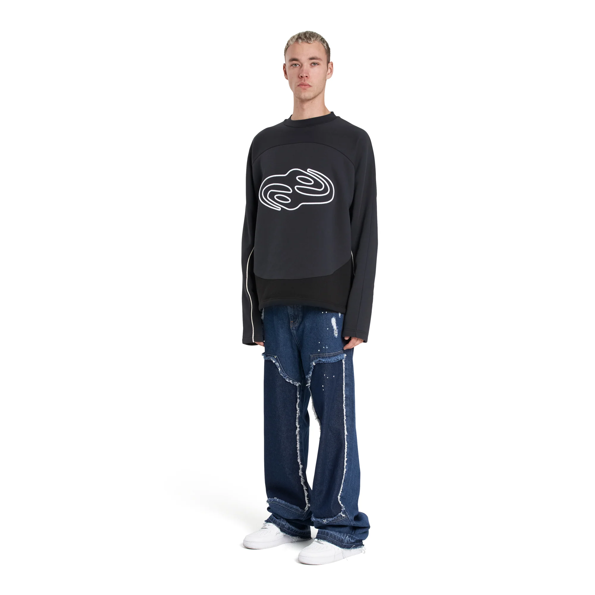 Dark Blue Flared Carpenter Denim