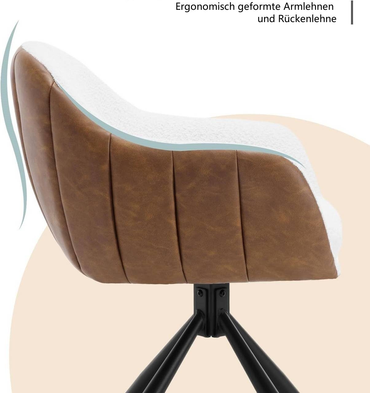 Woltu 4-Fußstuhl (6 St), Esszimmerstühle drehbar 6er Set, Loungesessel