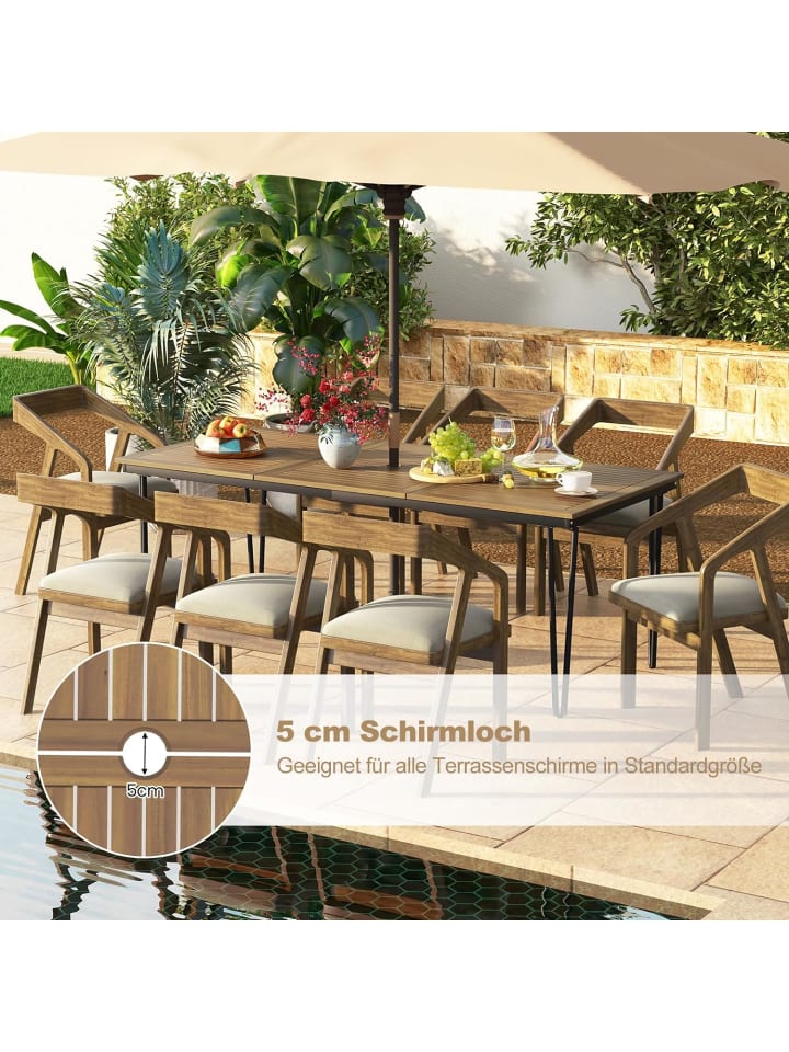 COSTWAY Gartentisch Akazienholz 200cm in Braun günstig kaufen onesize