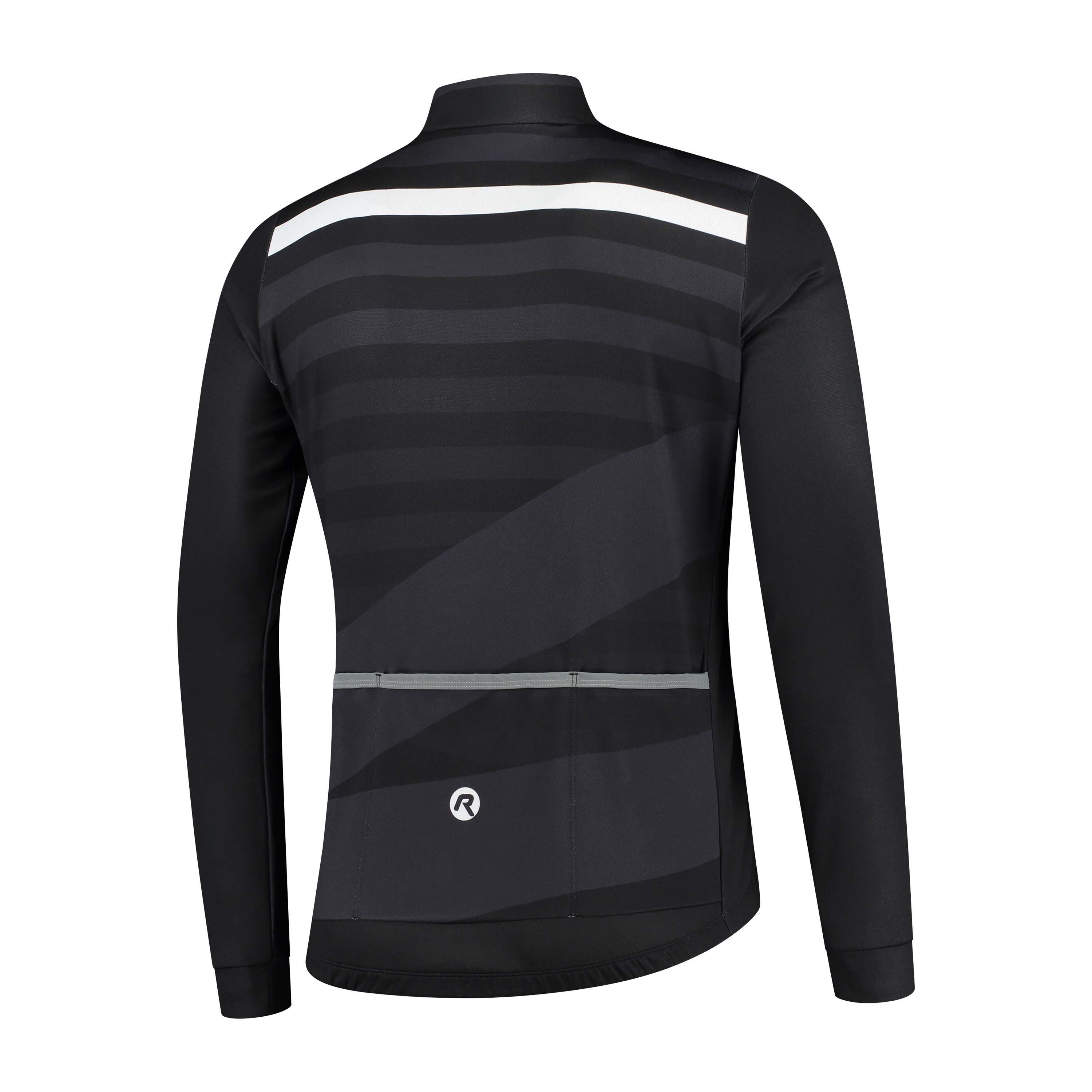 Rogelli Stripe Schwarz/Grau Herren Radtrikot Langarm