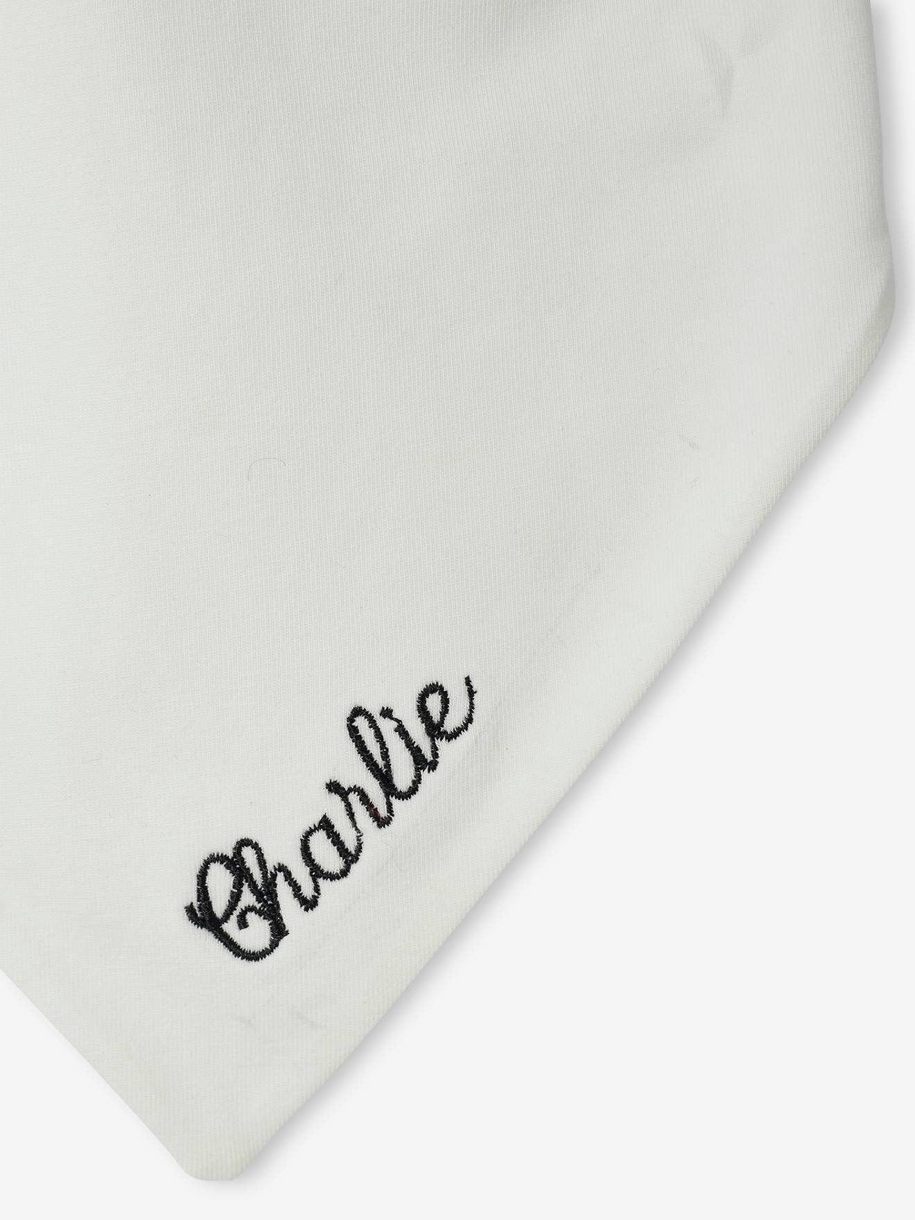 Ensemble chien bonnet + moufles + foulard bébé imprimé personnalisable blanc
