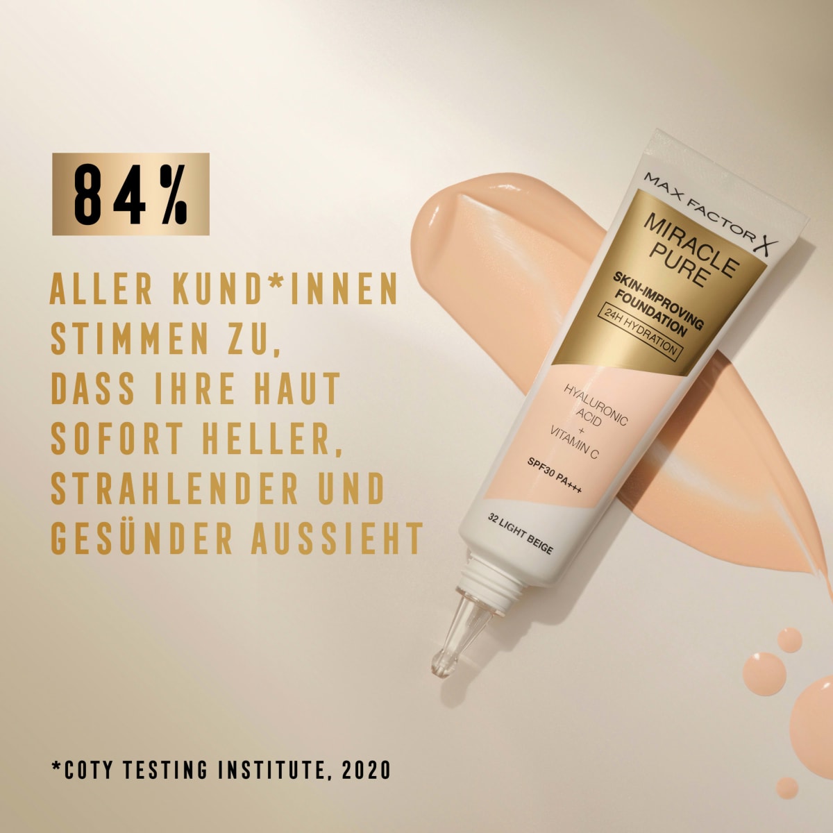 Foundation Miracle Pure Golden 75, LSF 30, 30 ml