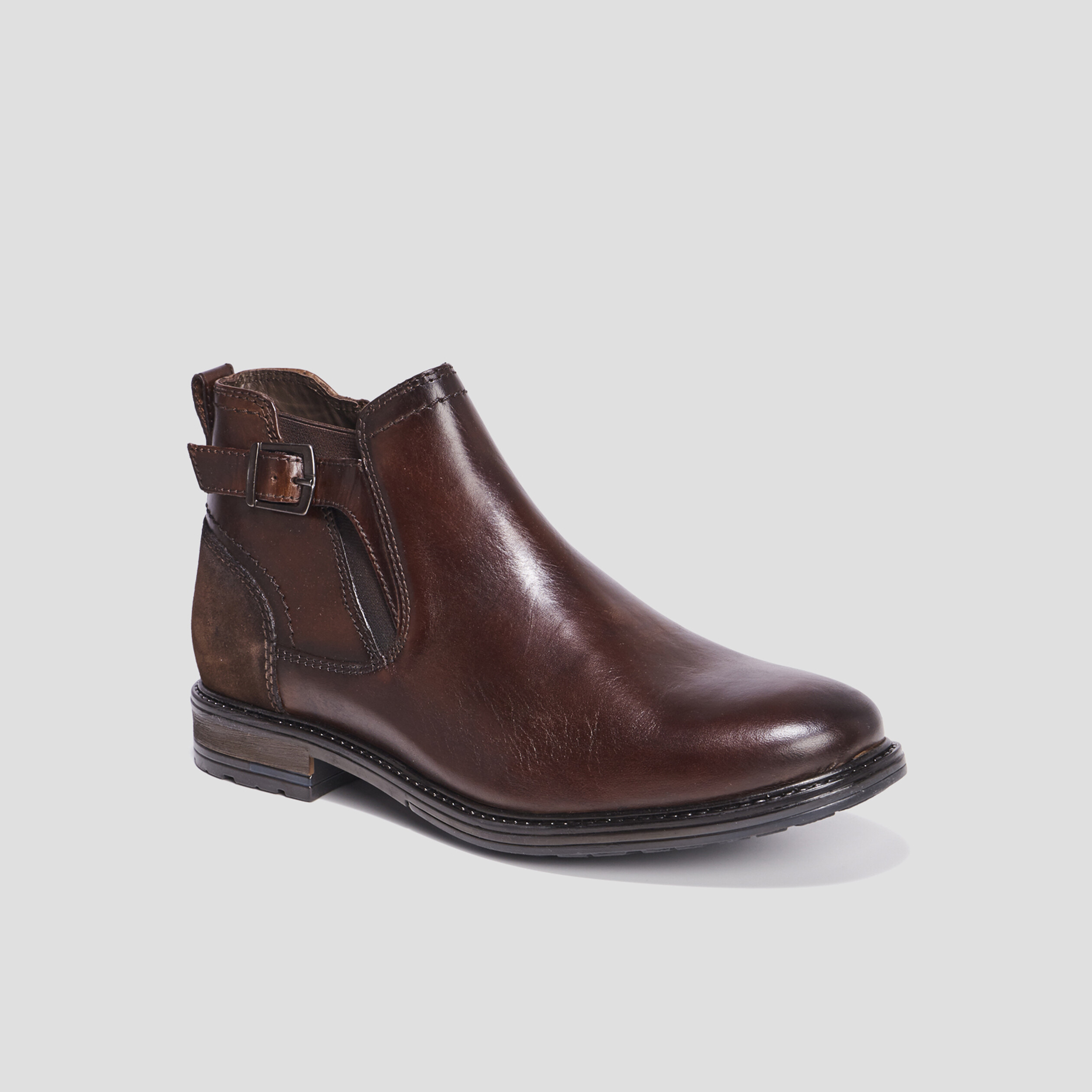Bottines en cuir zippées Bram marron homme | La Halle
