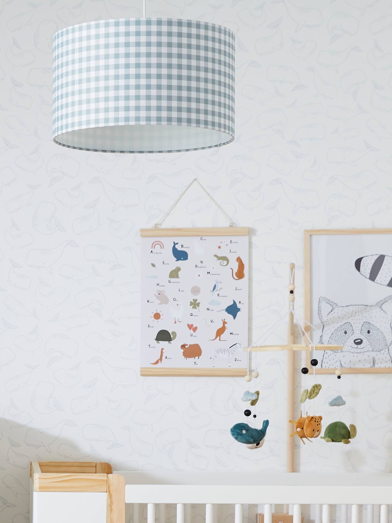 Abat-jour pour suspension vichy bleu