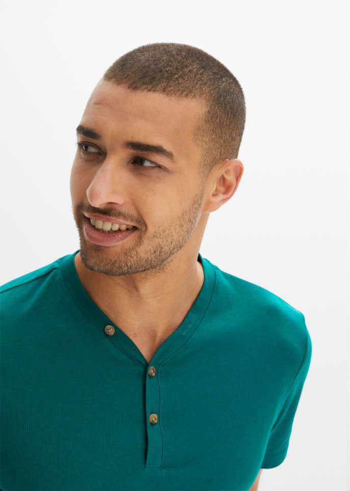 Henleyshirt, Kurzarm (2er Pack) aus Bio Baumwolle