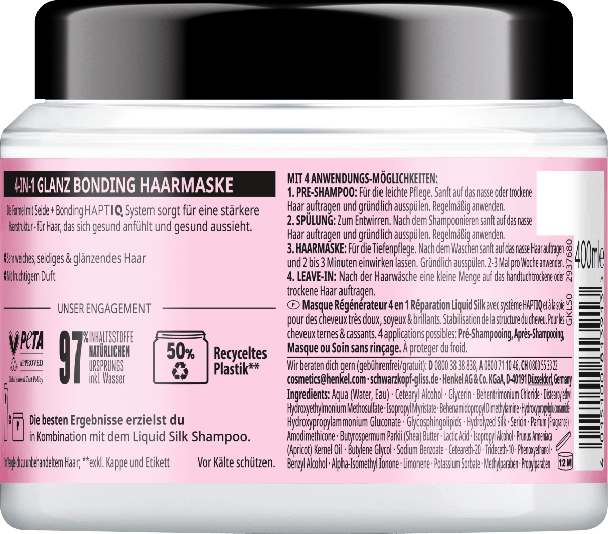 Haarmaske 4in1 Liquid Silk, 400 ml