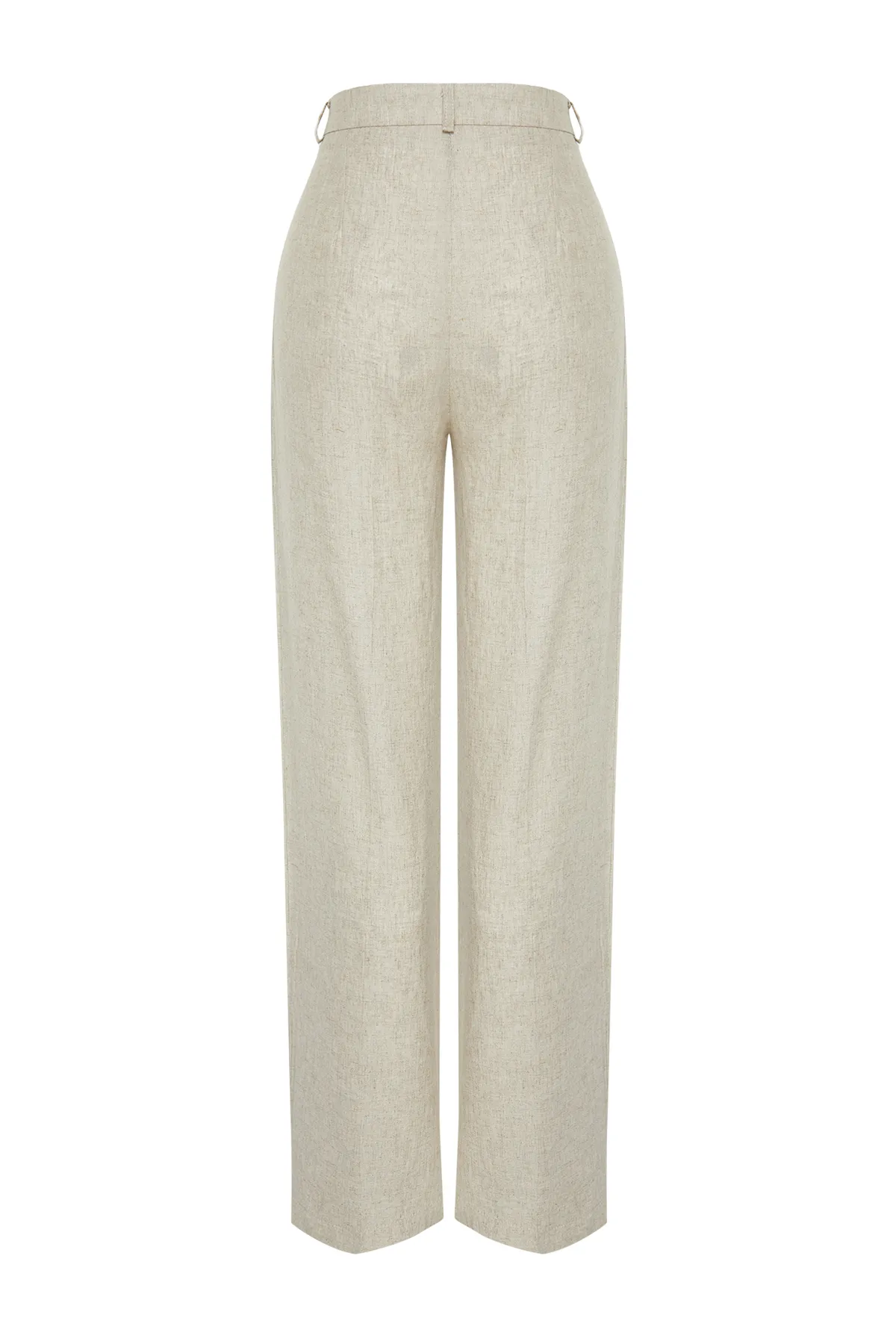 Trendyol Collection  Beige gerippte Hose mit weitem Bein/Weites Bein aus Baumwollleinengewebe TWOSS24PL00062