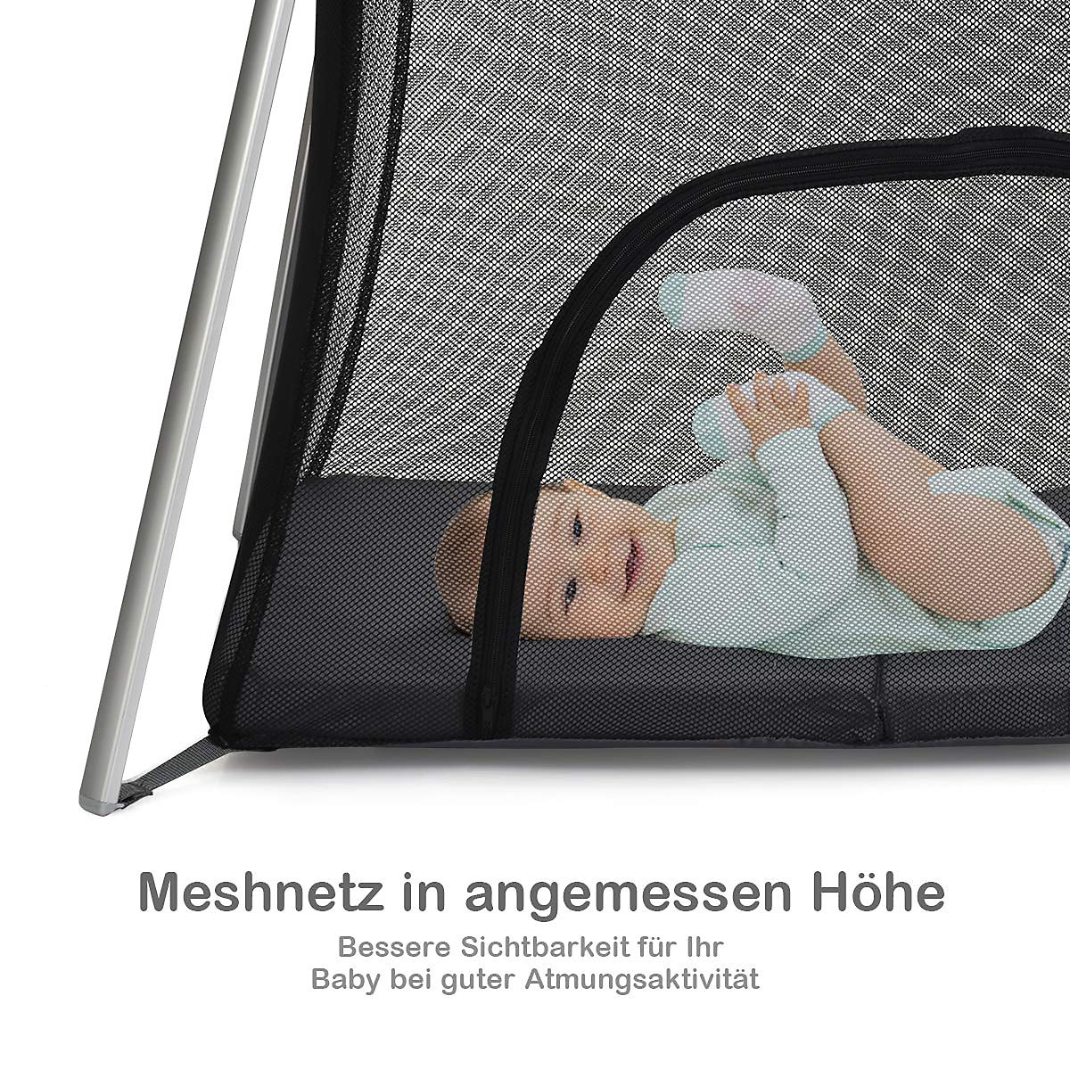 Reisebett Ein-Konpf-klappbar mit Matratze Babybett
