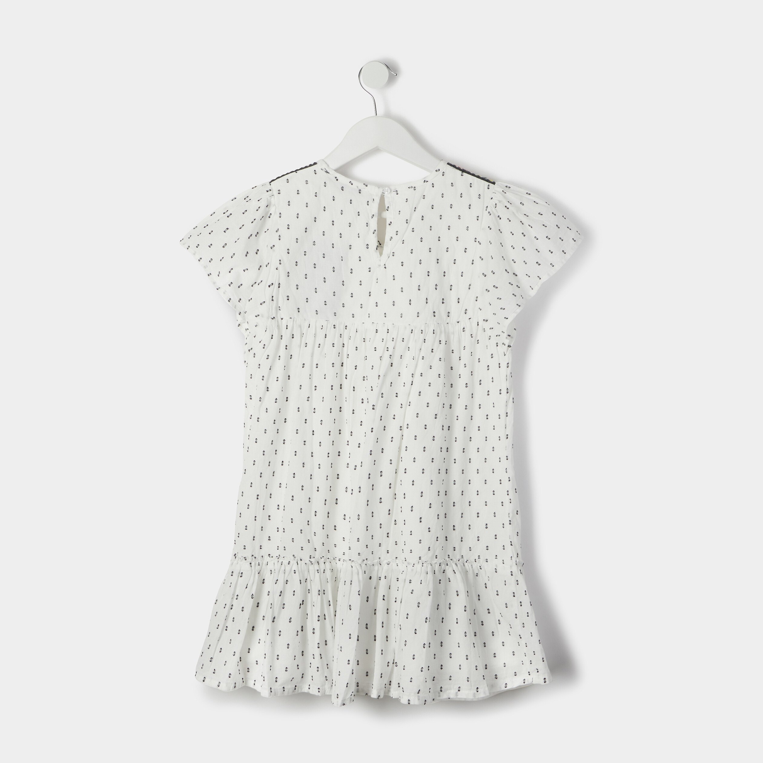 Robe droite avec broderie ecru fille | La Halle
