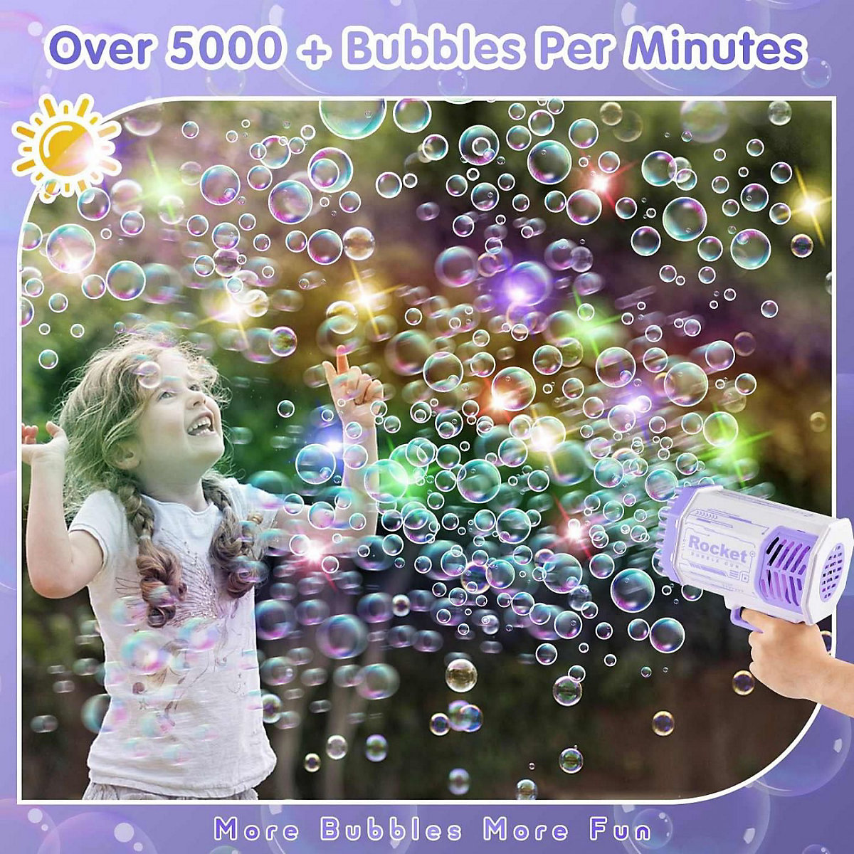 Seifenblasenmaschine Bubble Machine Elektrische Wasserpistole Outdoor Spielzeug - 69 Löcher Seifenblasen Hochzeit Toy Gun Mit Lichtern - Bubble Für Halloween Party Hochzeit Bubble 69 Loch Seifenblas